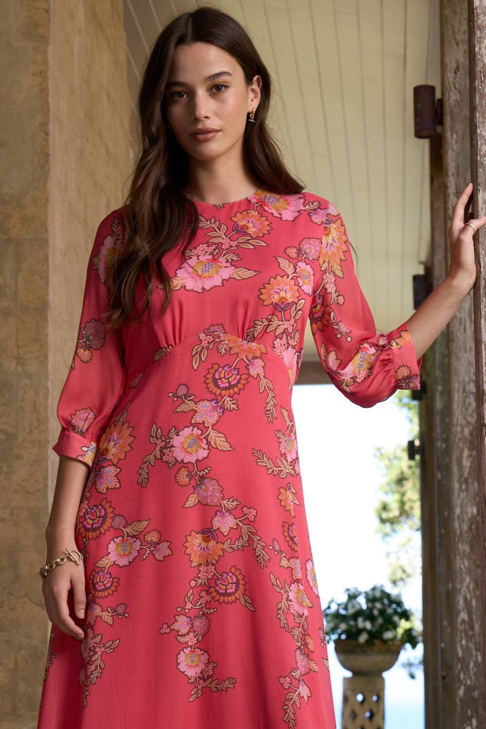 Loobie's Story Mirissa Midi Dress - Coral Multi