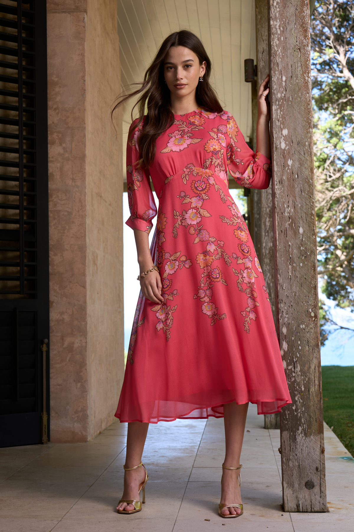Loobie's Story Mirissa Midi Dress - Coral Multi