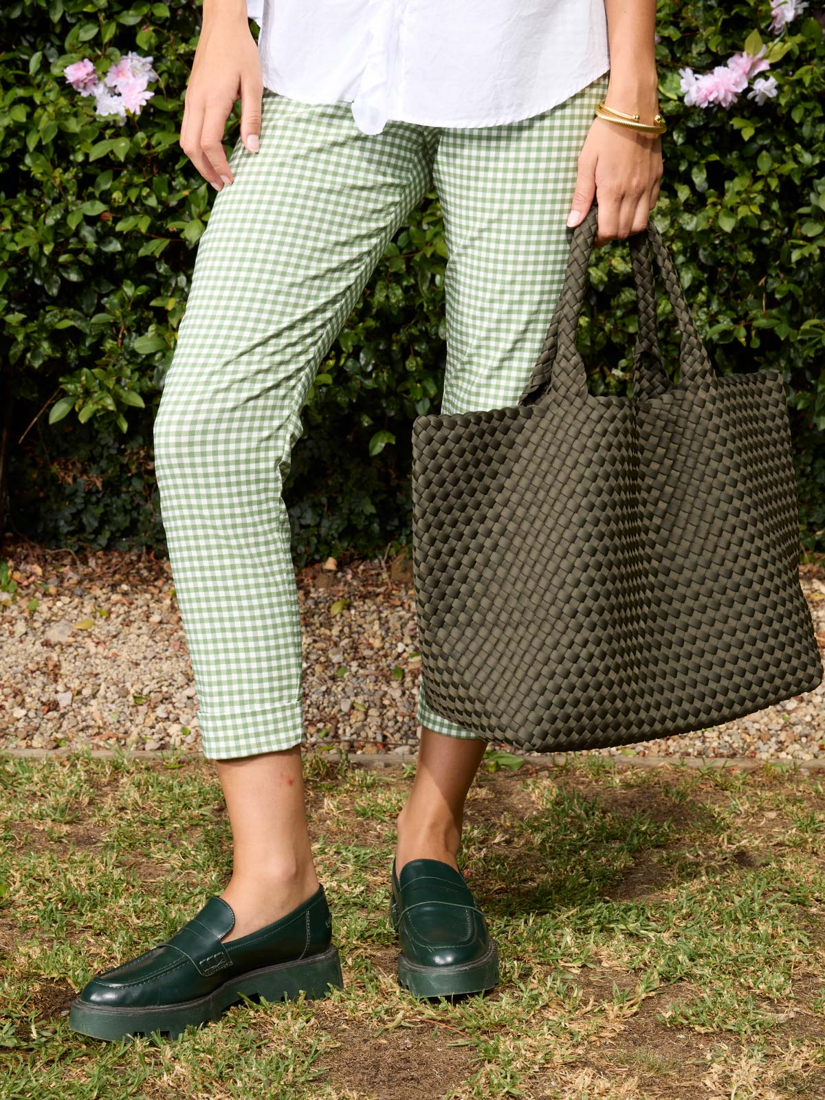 Sills Gingham Cuffed Hepburn - Sage