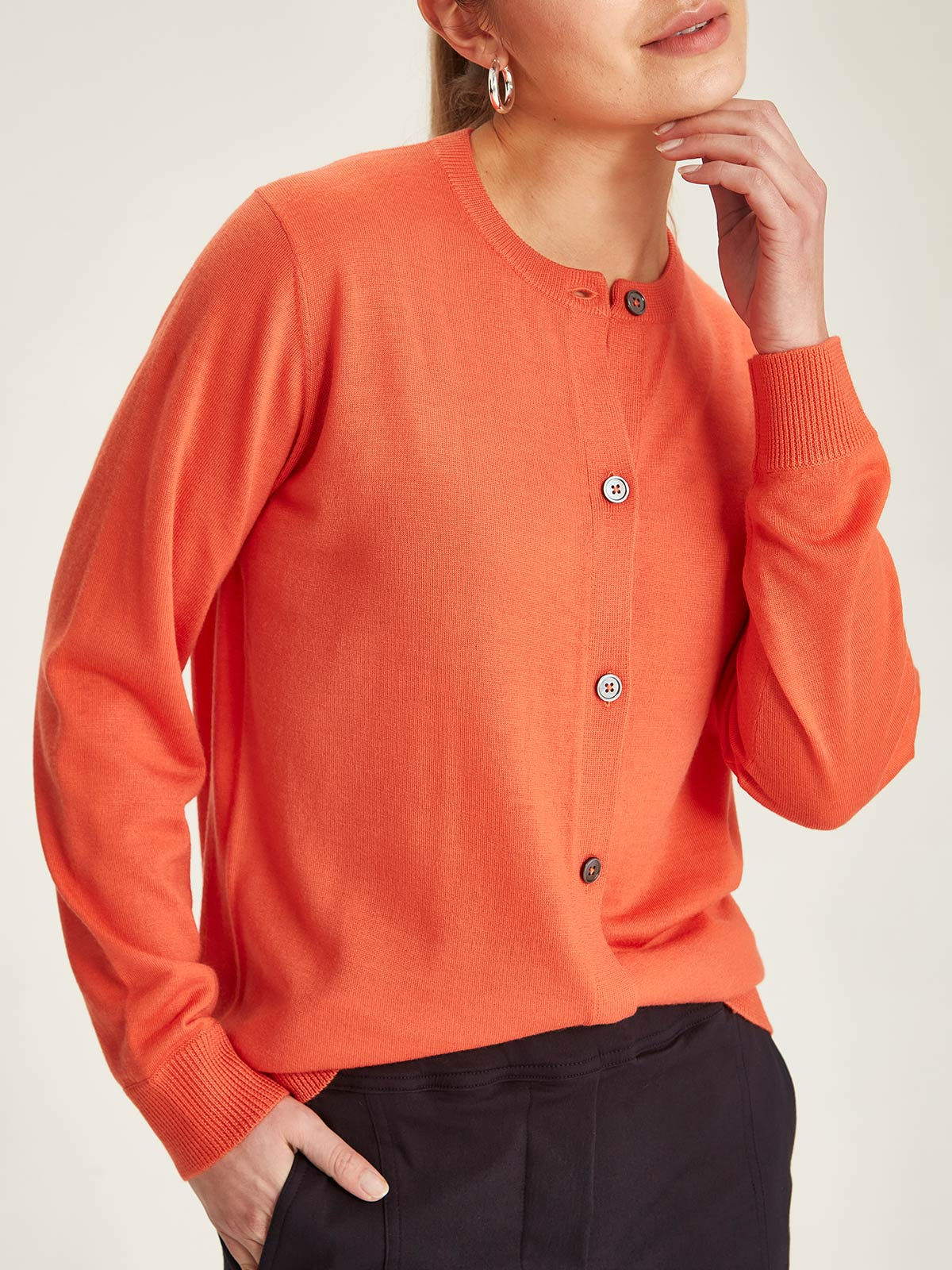 Sills Alby Merino Cardigan - Solar Orange