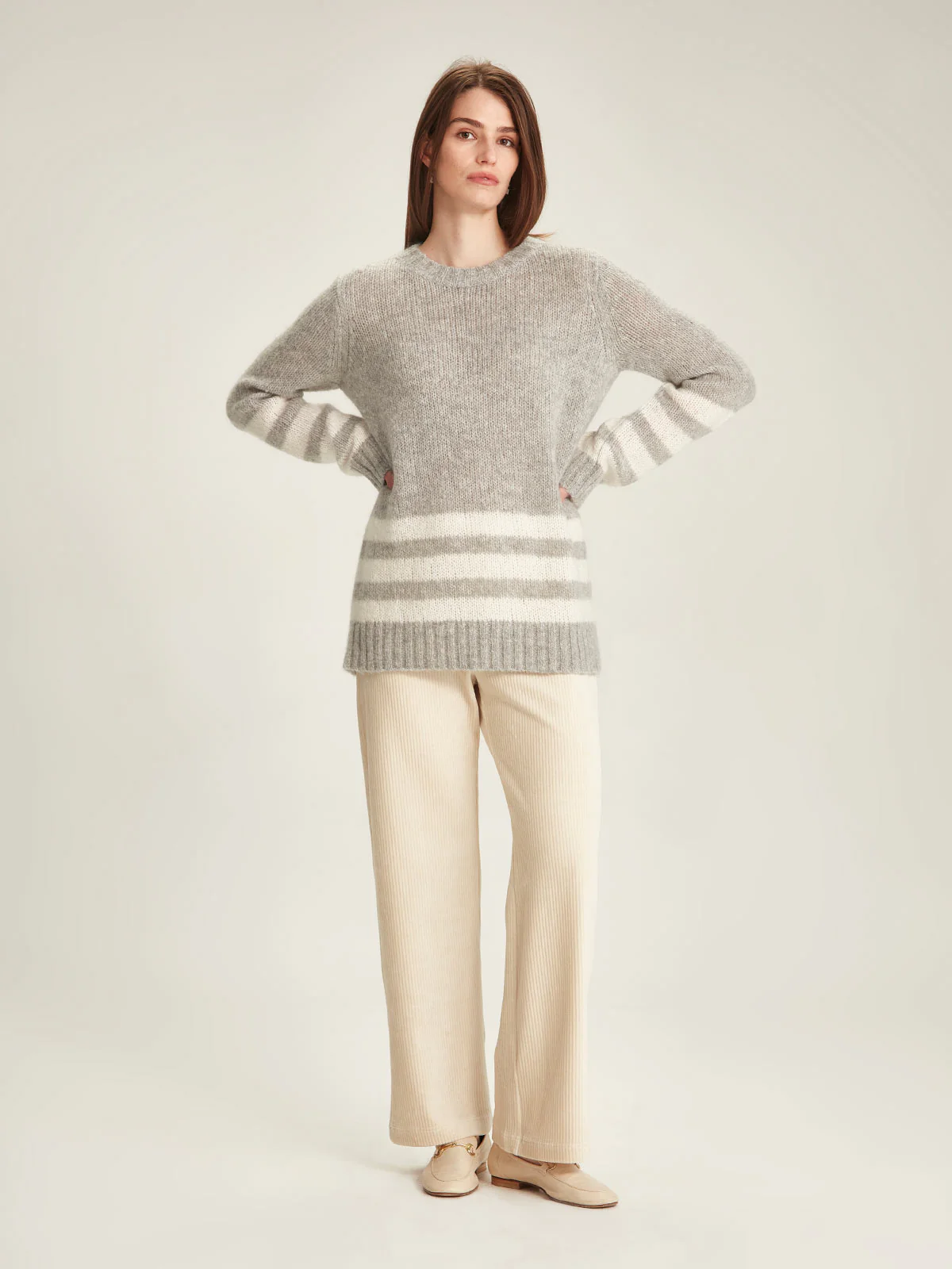 Sills Aspen Striped Sweater - Silver Birch/Polar