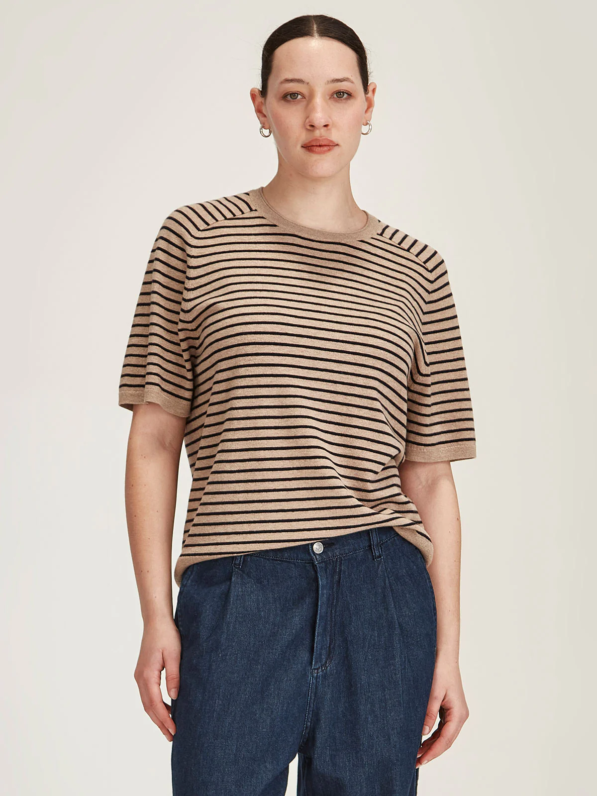 Sills Cecilia Stripe Knit Tee - Oatmeal/Navy