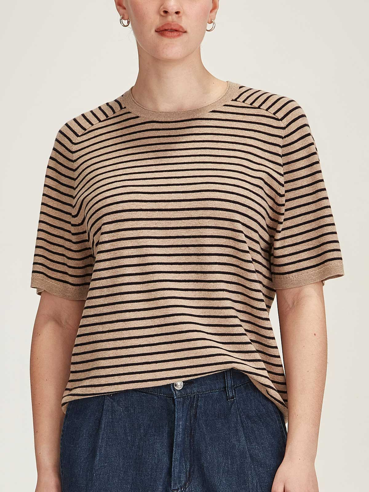 Sills Cecilia Stripe Knit Tee - Oatmeal/Navy