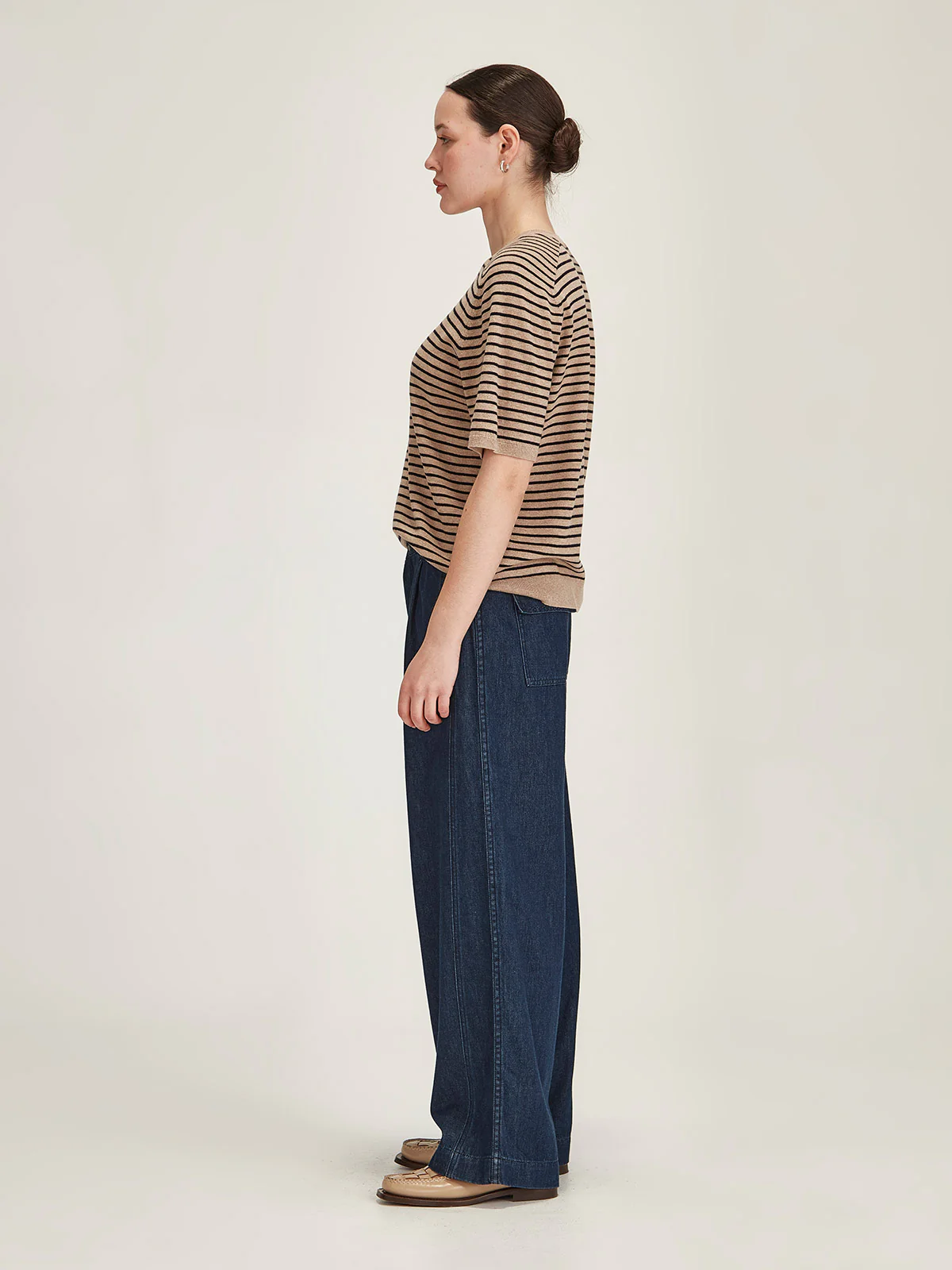 Sills Cecilia Stripe Knit Tee - Oatmeal/Navy