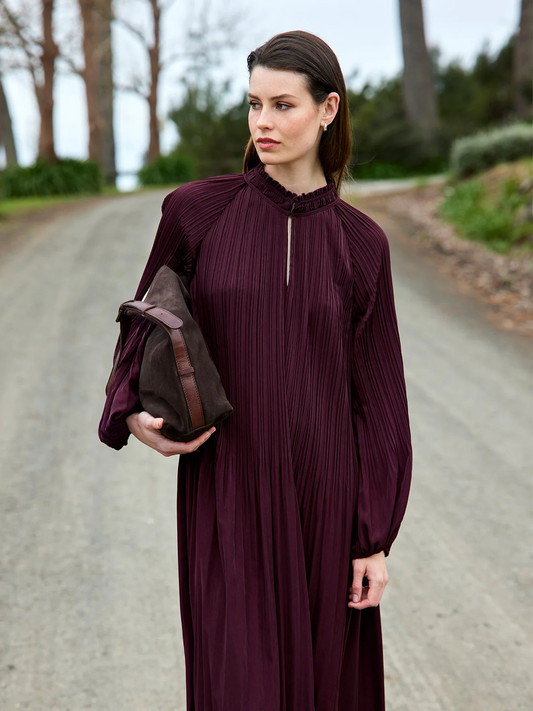 Sills Jojo Pleat Dress - Plum