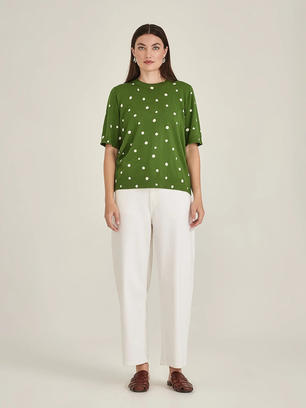 Sills Ava Spot Tee - Palm Green/Chalk