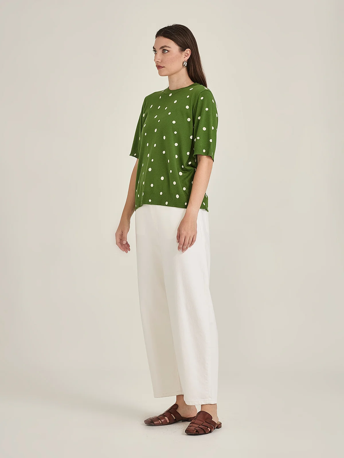 Sills Ava Spot Tee - Palm Green/Chalk