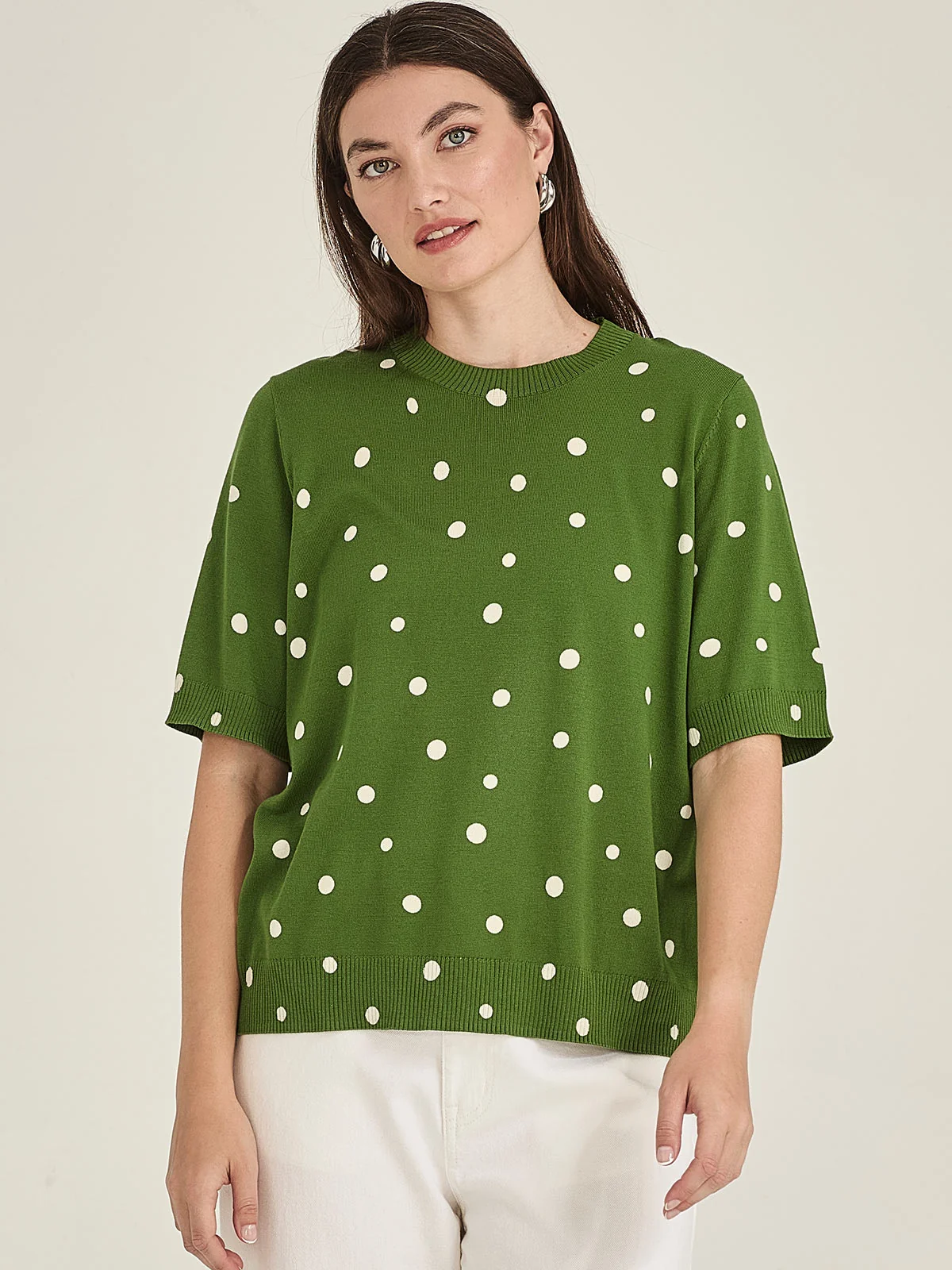 Sills Ava Spot Tee - Palm Green/Chalk