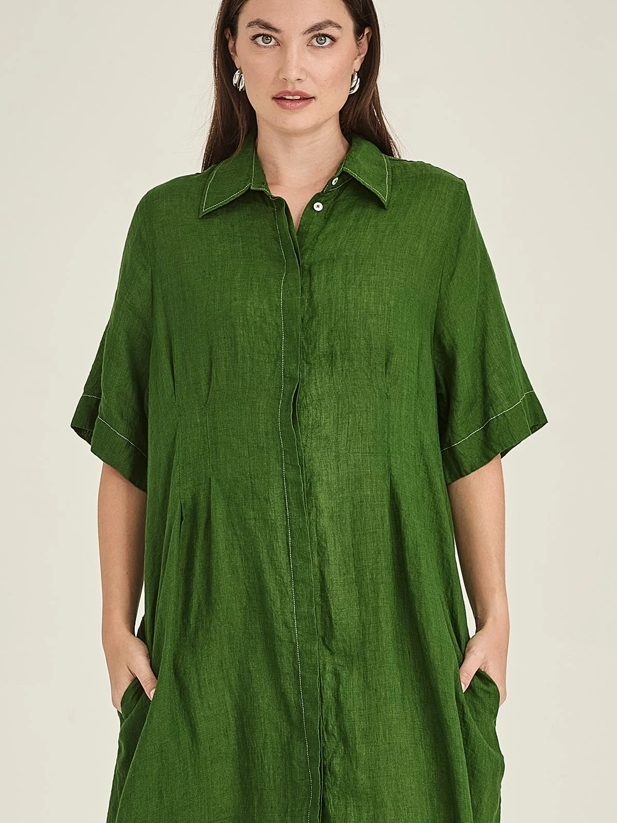 Sills Maddy Linen Dress - Palm Green