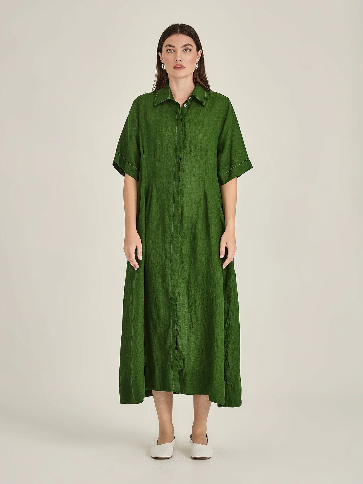 Sills Maddy Linen Dress - Palm Green
