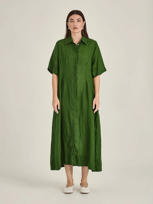 Sills Maddy Linen Dress - Palm Green