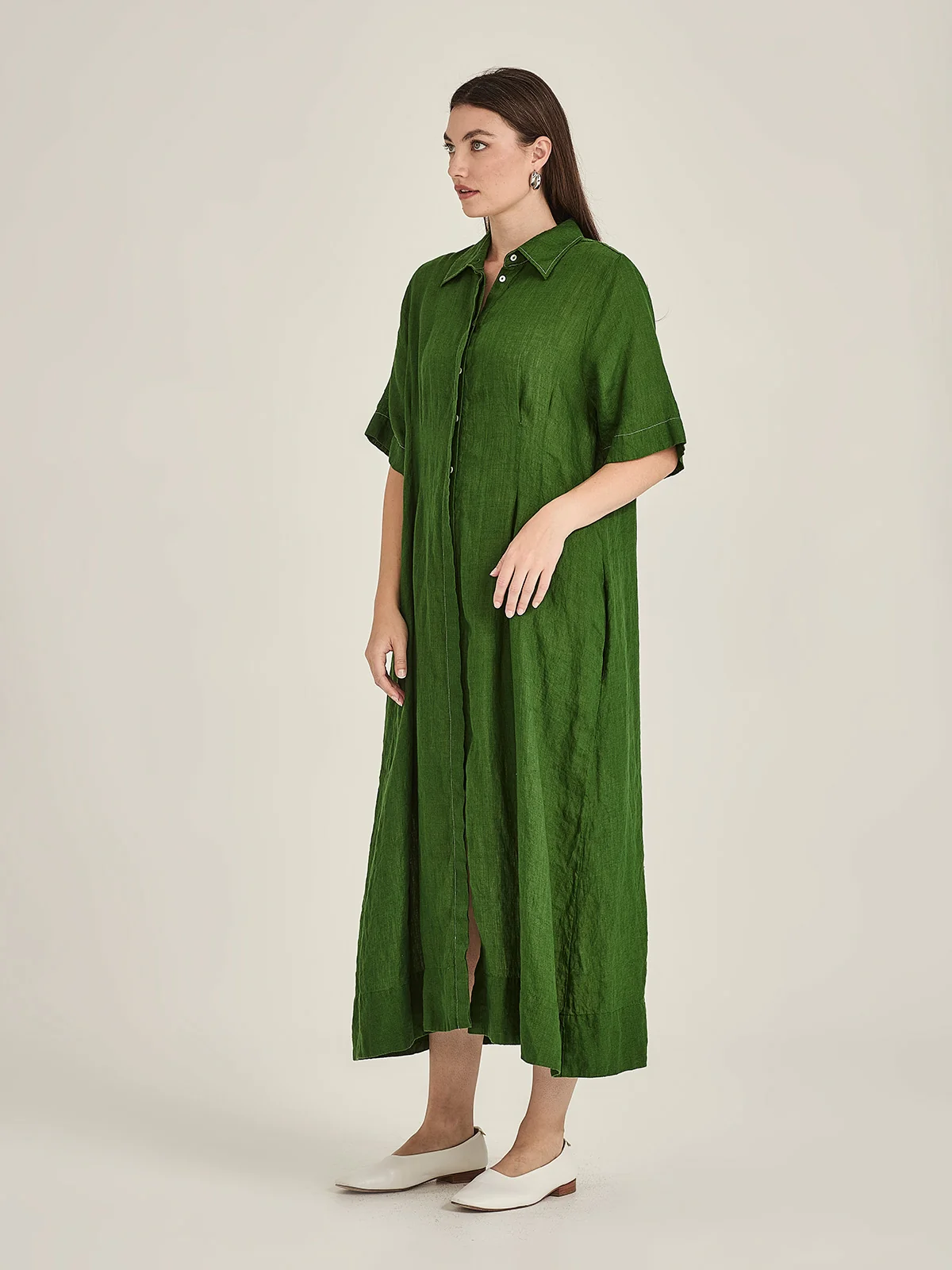 Sills Maddy Linen Dress - Palm Green