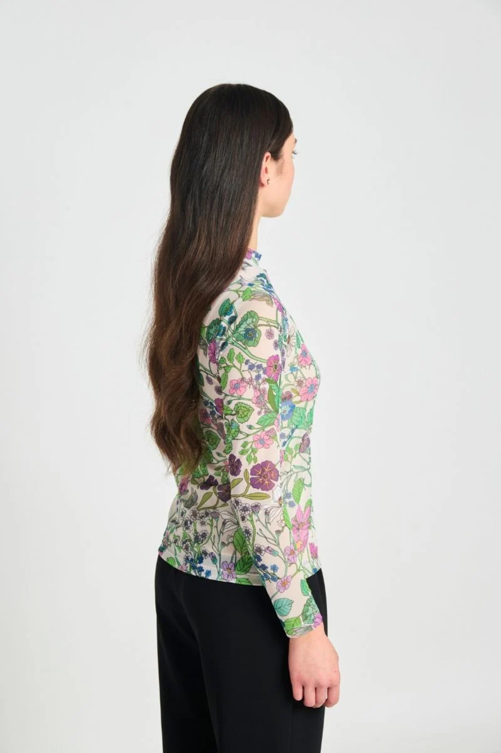 Twenty-Seven Names Fantasy Floral Top - Cream Floral Mesh