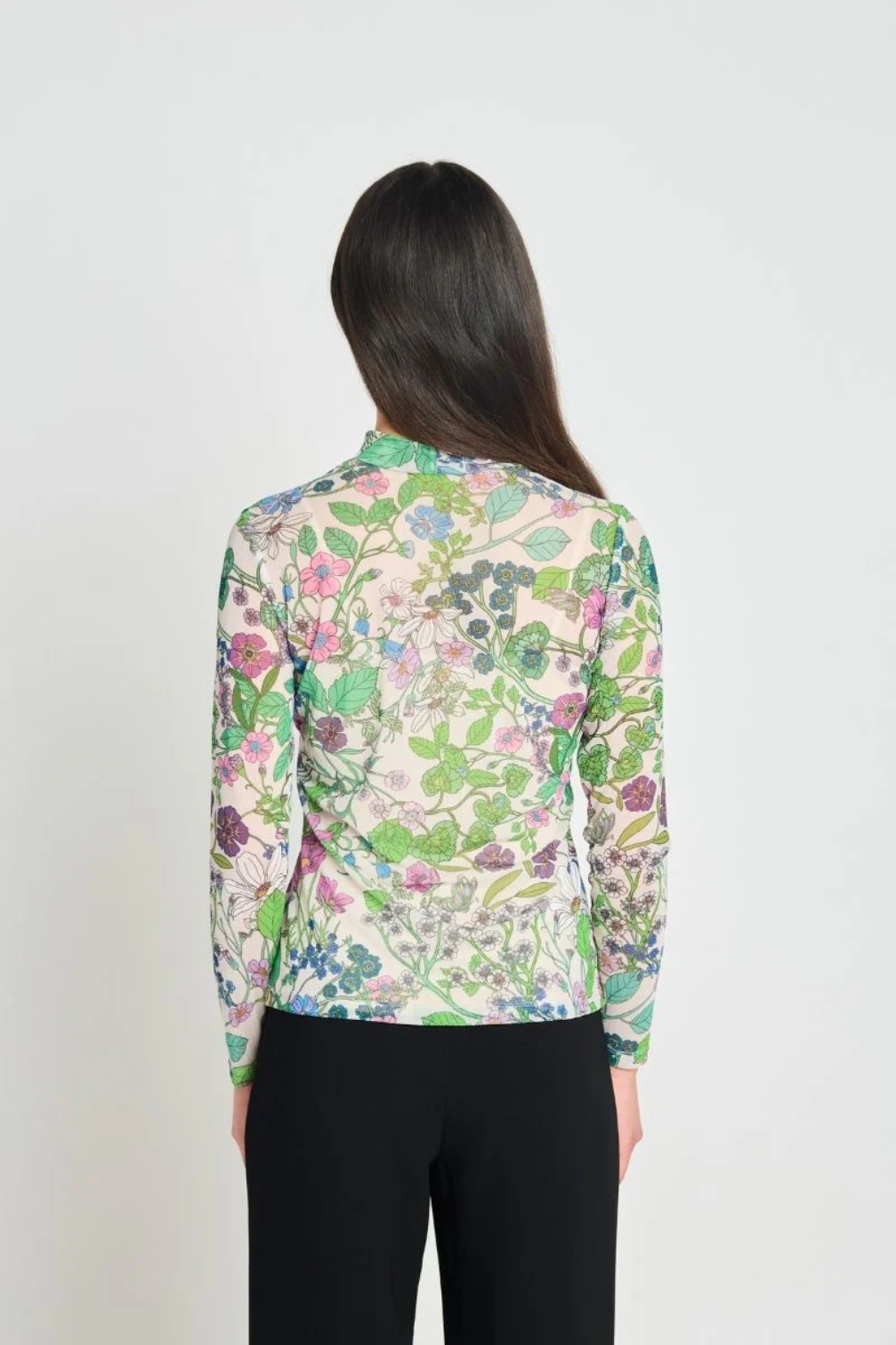 Twenty-Seven Names Fantasy Floral Top - Cream Floral Mesh