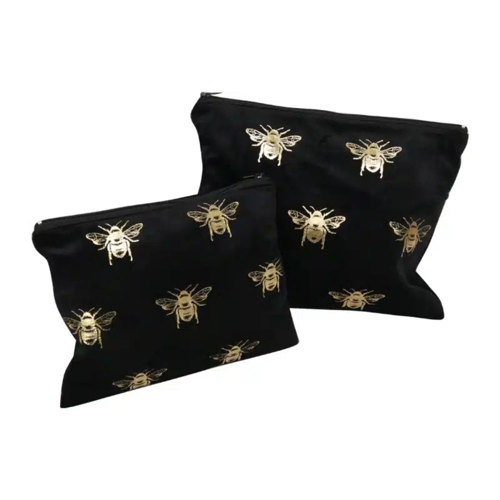 Le Forge Velvet Bee Toilet Bag - Black/Gold