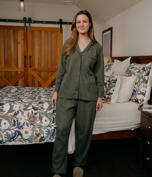 MM Linen Willow Waffle Pants - Ivy