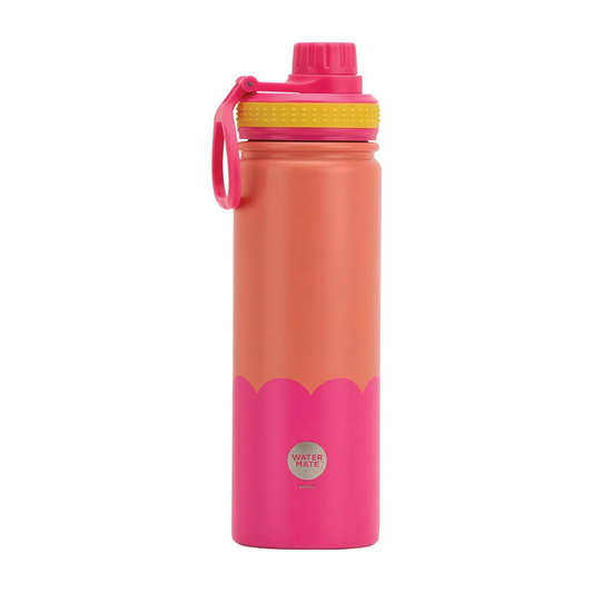 Annabel Trends Double Walled Bottle Wave 600ml - Orange Hot Pink