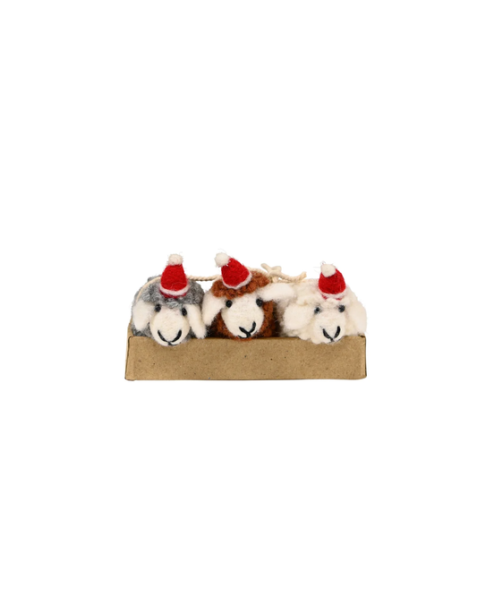 Maytime Boxed Felt Christmas Sheep Set of 3 - Brown/Grey/Cream