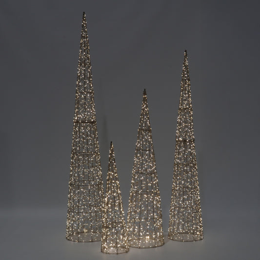 Le Forge Vienna Cone Beaded Tree with Lights 180cm - Champagne