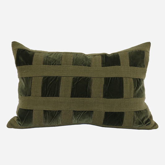 CC Interiors Emerald Velvet Checker Cushion 40x60