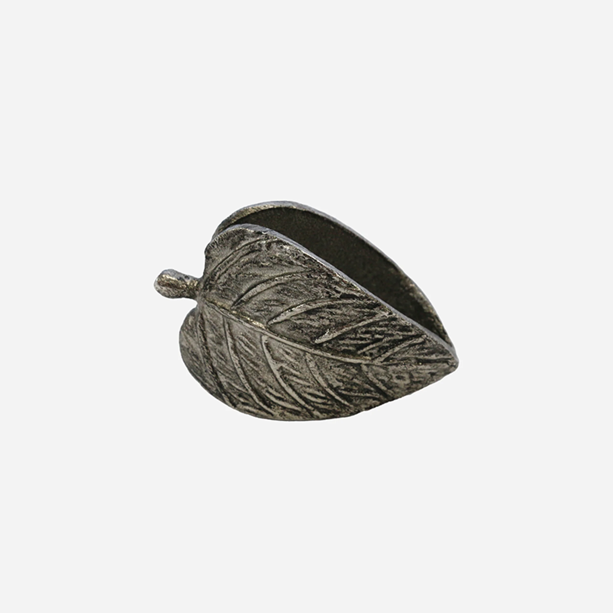 CC Interiors Leaf Napkin Ring - Antique Silver Finish