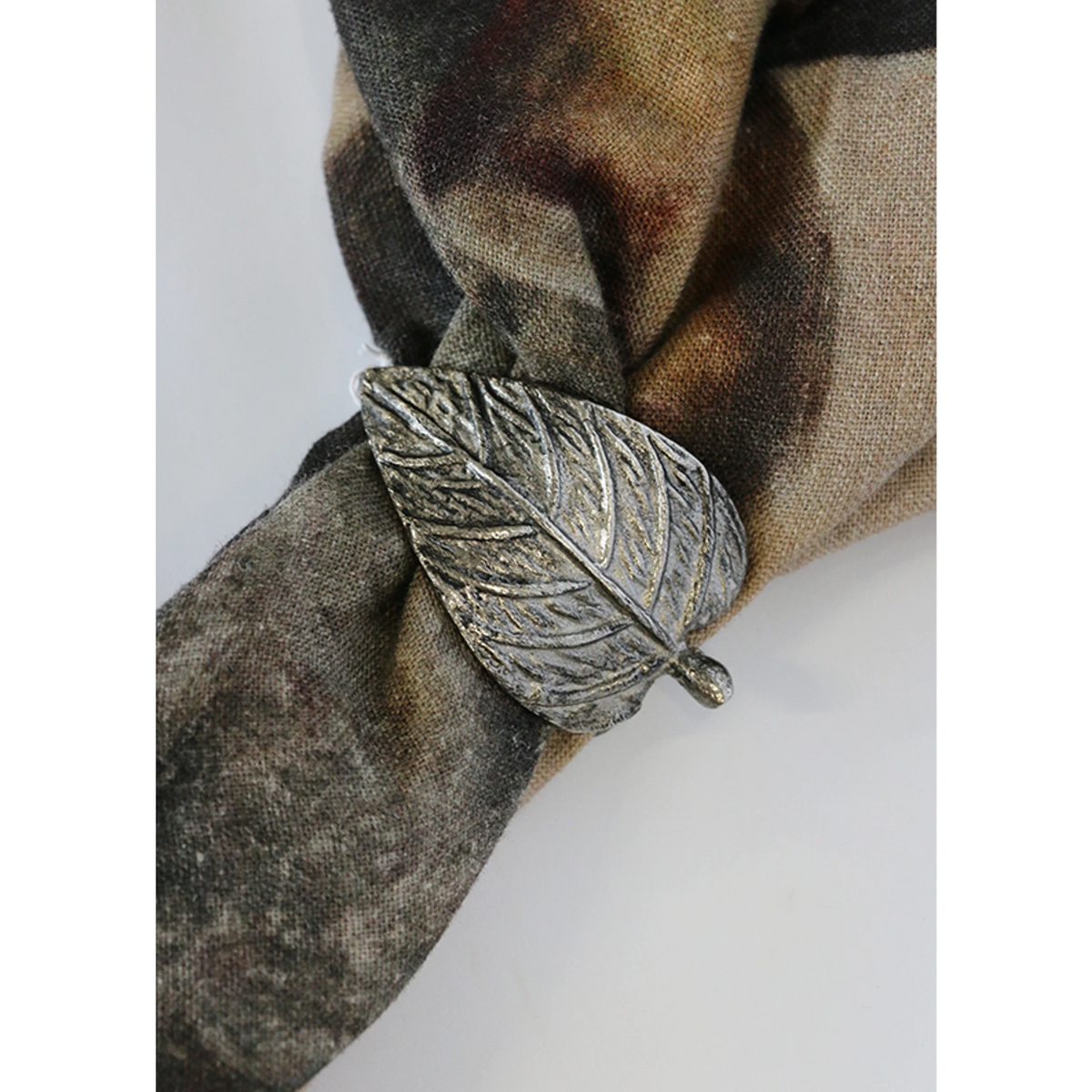 CC Interiors Leaf Napkin Ring - Antique Silver Finish