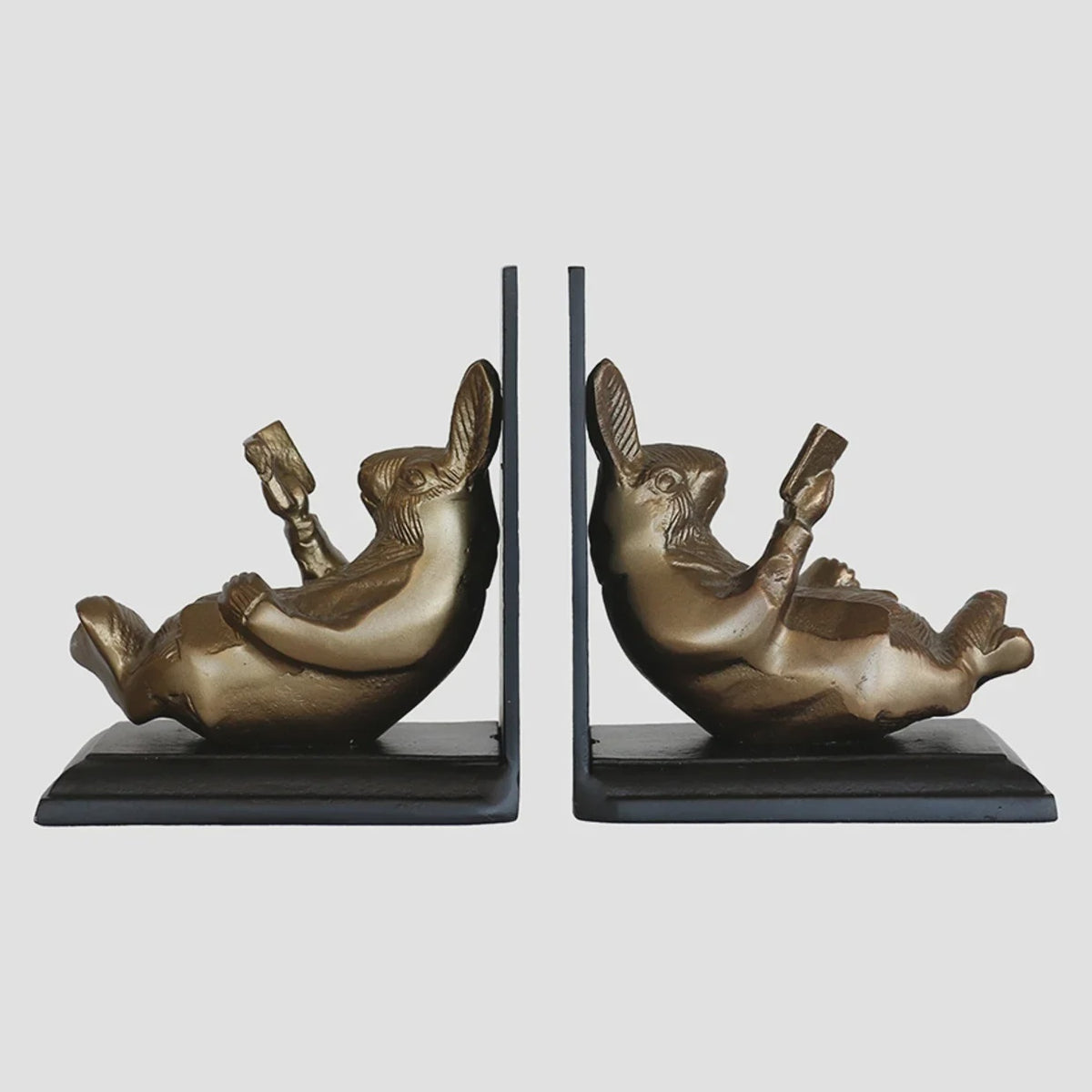 CC Interiors Rabbit Bookends Set - Brass Finish