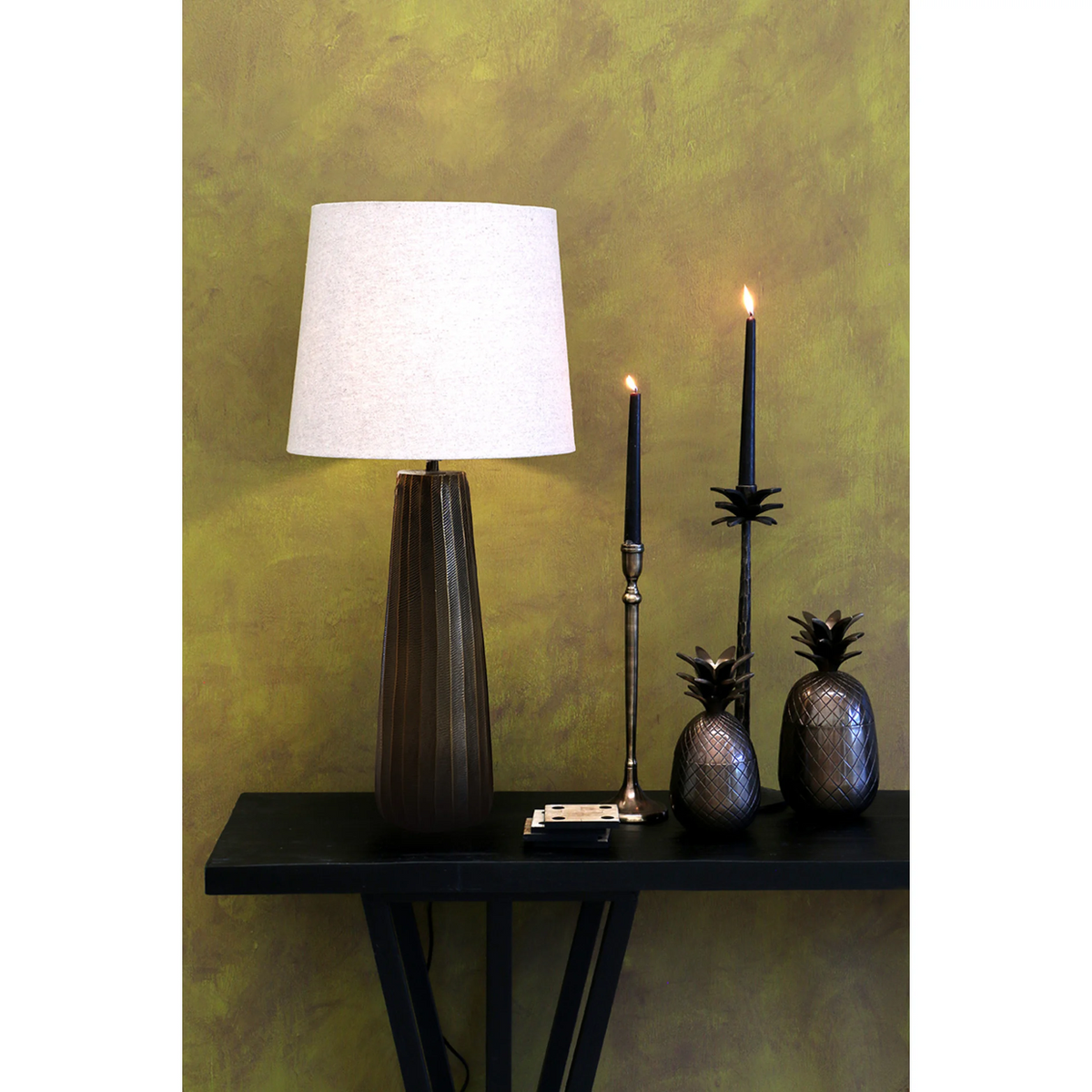 CC Interiors Luggate Tapered Lamp Base - Antique Brass Finish