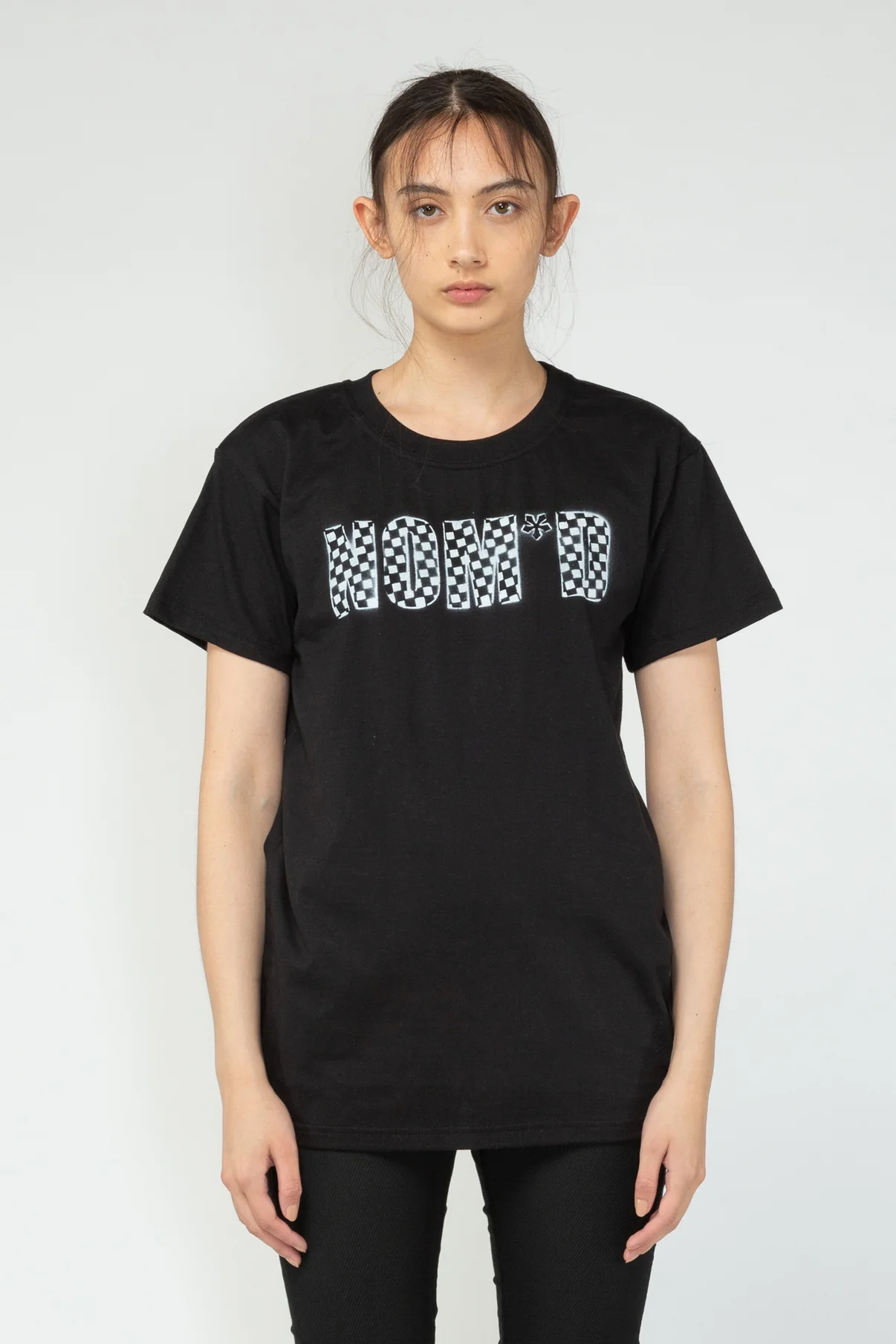 NOM*d Checkerboard Tee - Black with White Stencil