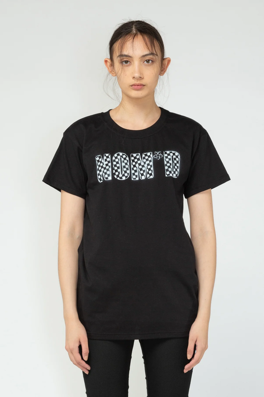 NOM*d Checkerboard Tee - Black with White Stencil