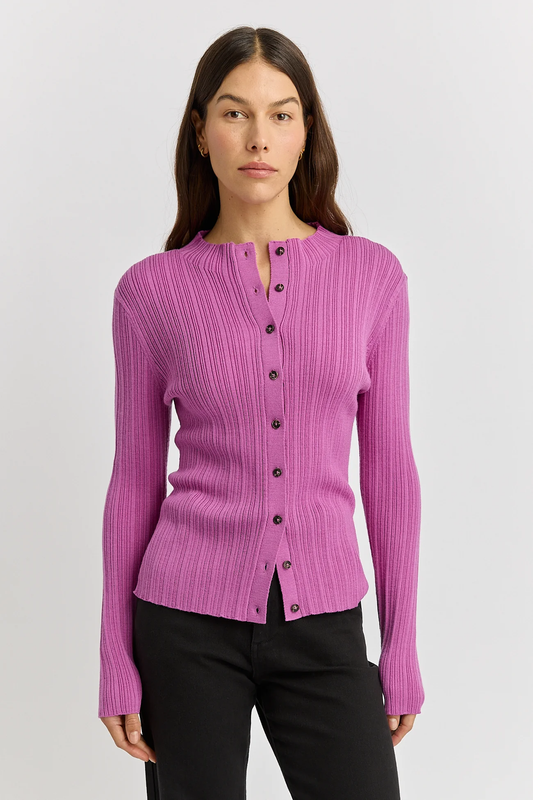 Toorallie Variegated Rib Cardigan - Ultraviolet