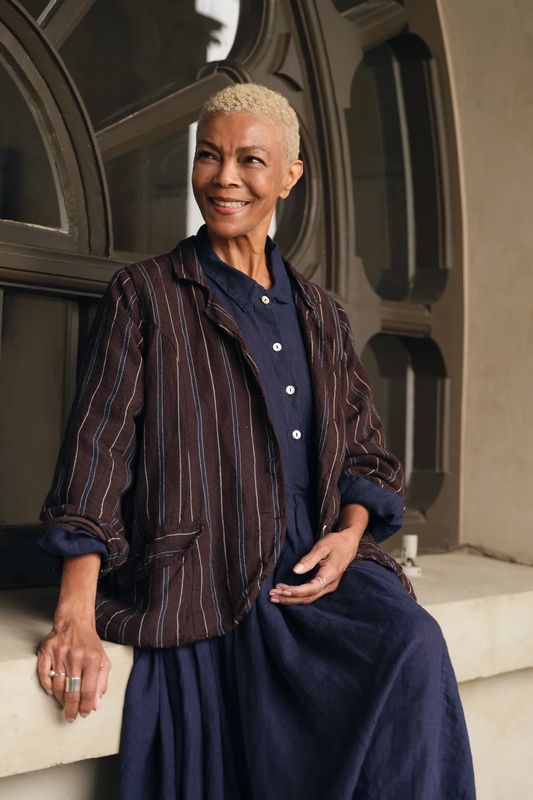Meg by Design Baridi Jacket Linen - Brown Stripe