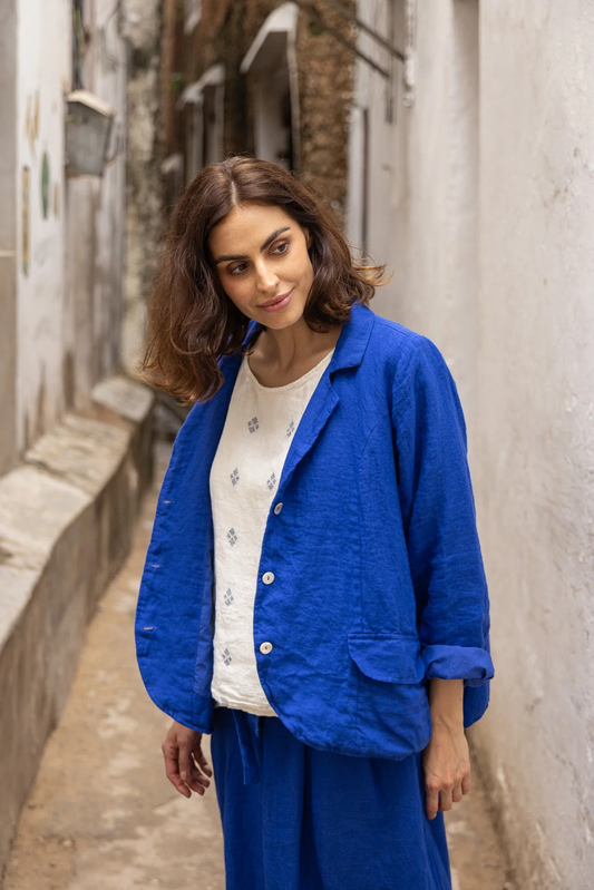 Meg By Design Baridi Jacket Linen - Cobalt