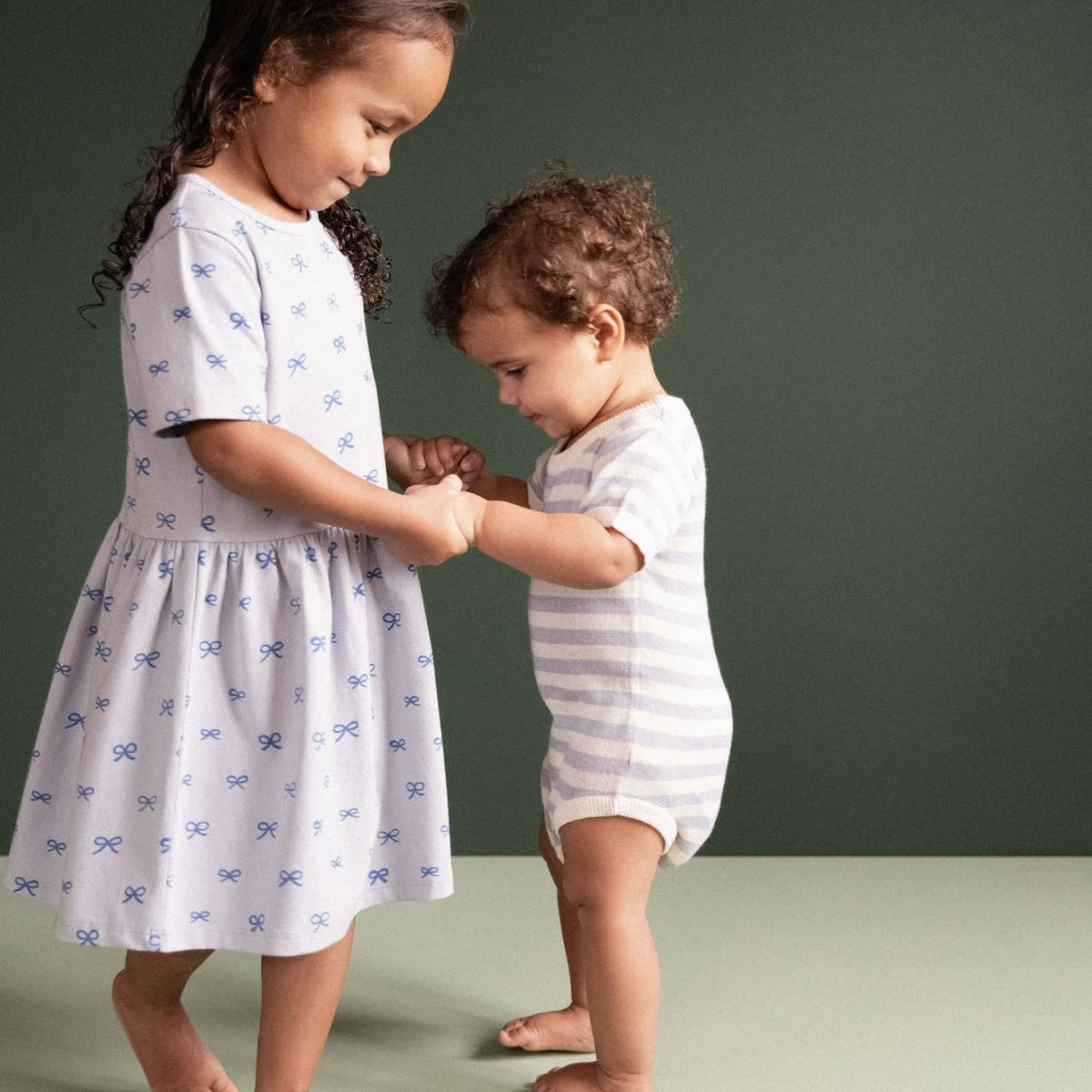 Nature Baby Saturday Dress - Ribbons Zen Blue Print