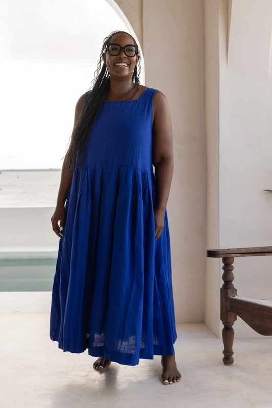 Meg By Design Binti Dress Linen - Cobalt