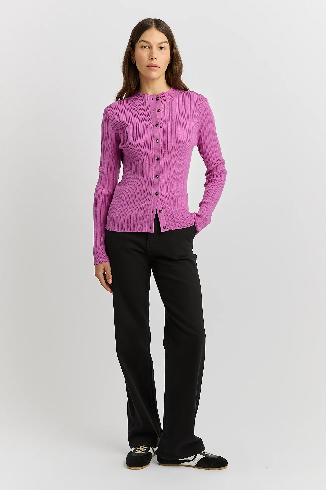Toorallie Variegated Rib Cardigan - Ultraviolet