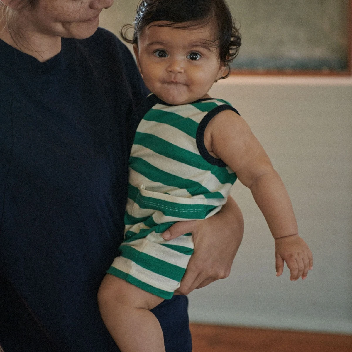 Nature Baby Camper Suit - Peppermint/ Navy Stripe