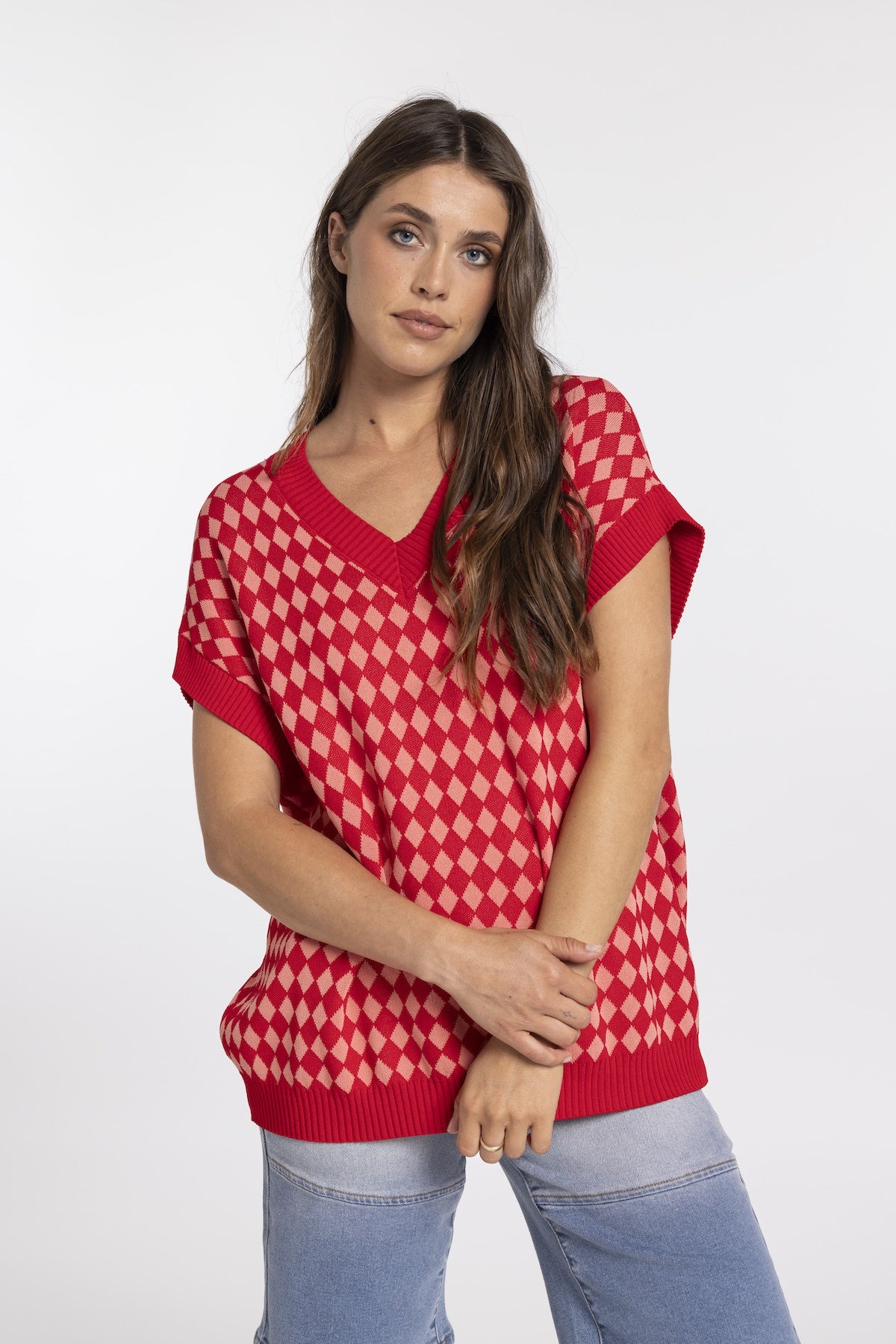 Mi Moso Chloe Vest - Red/Pink Diamond