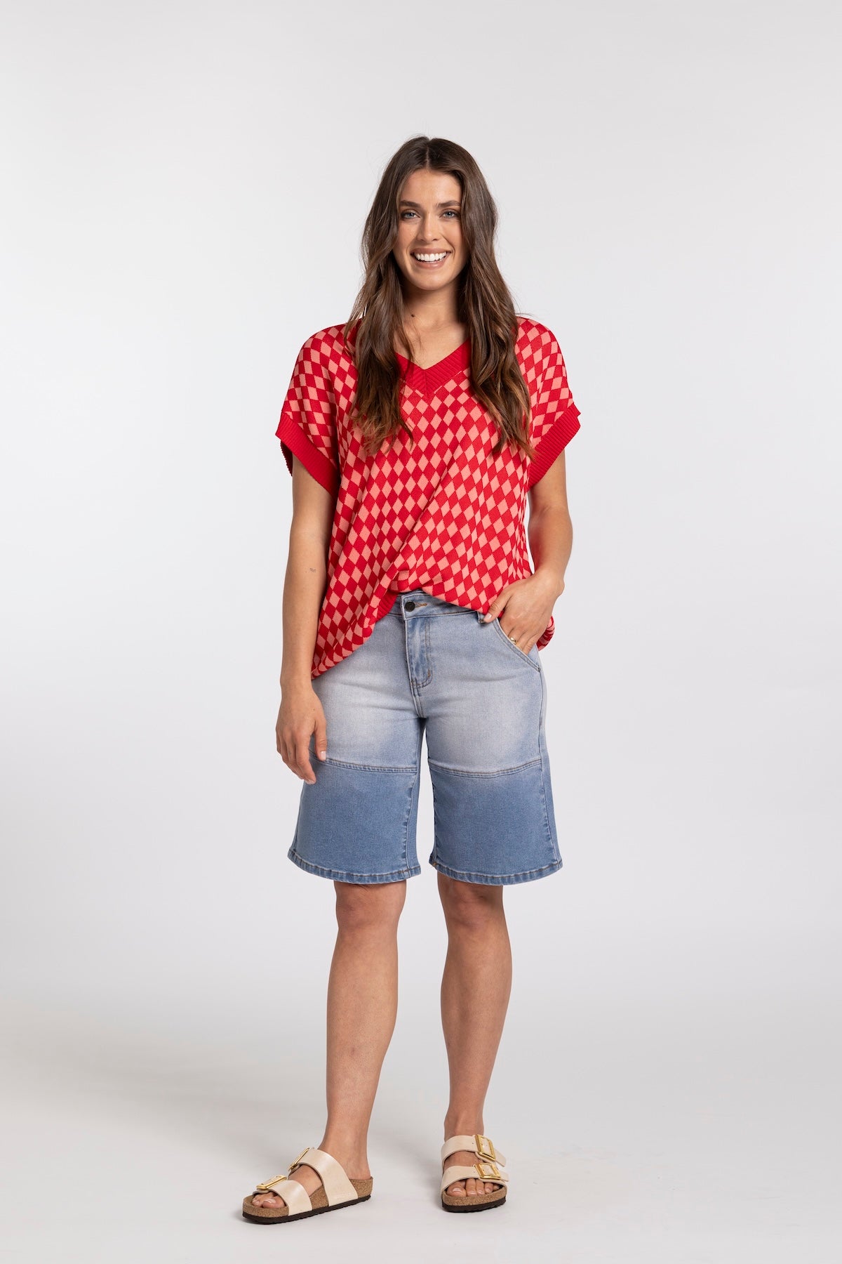 Mi Moso Chloe Vest - Red/Pink Diamond