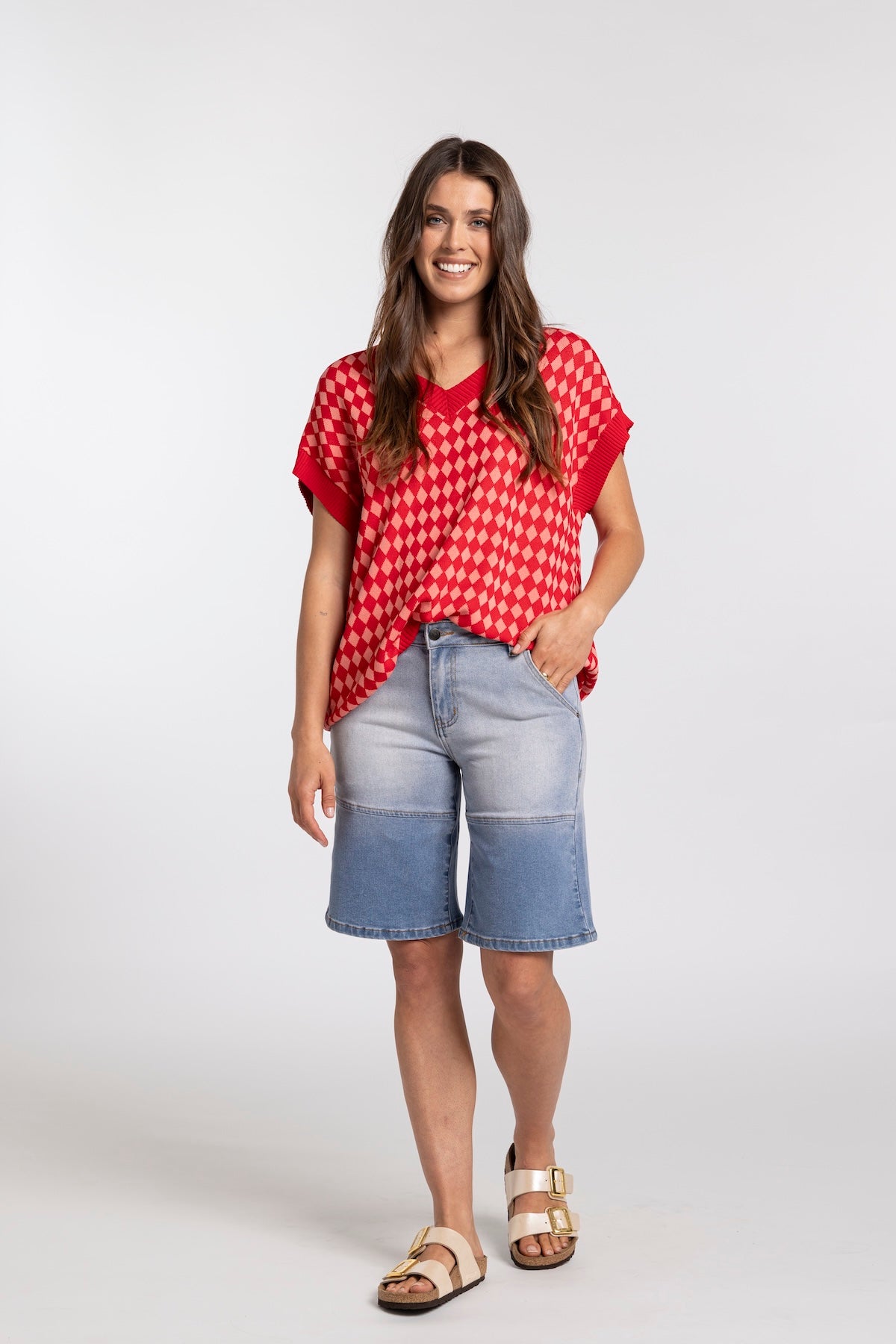 Mi Moso Chloe Vest - Red/Pink Diamond