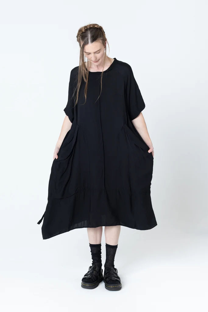 Company Of Strangers Court Dress - Black Seersucker