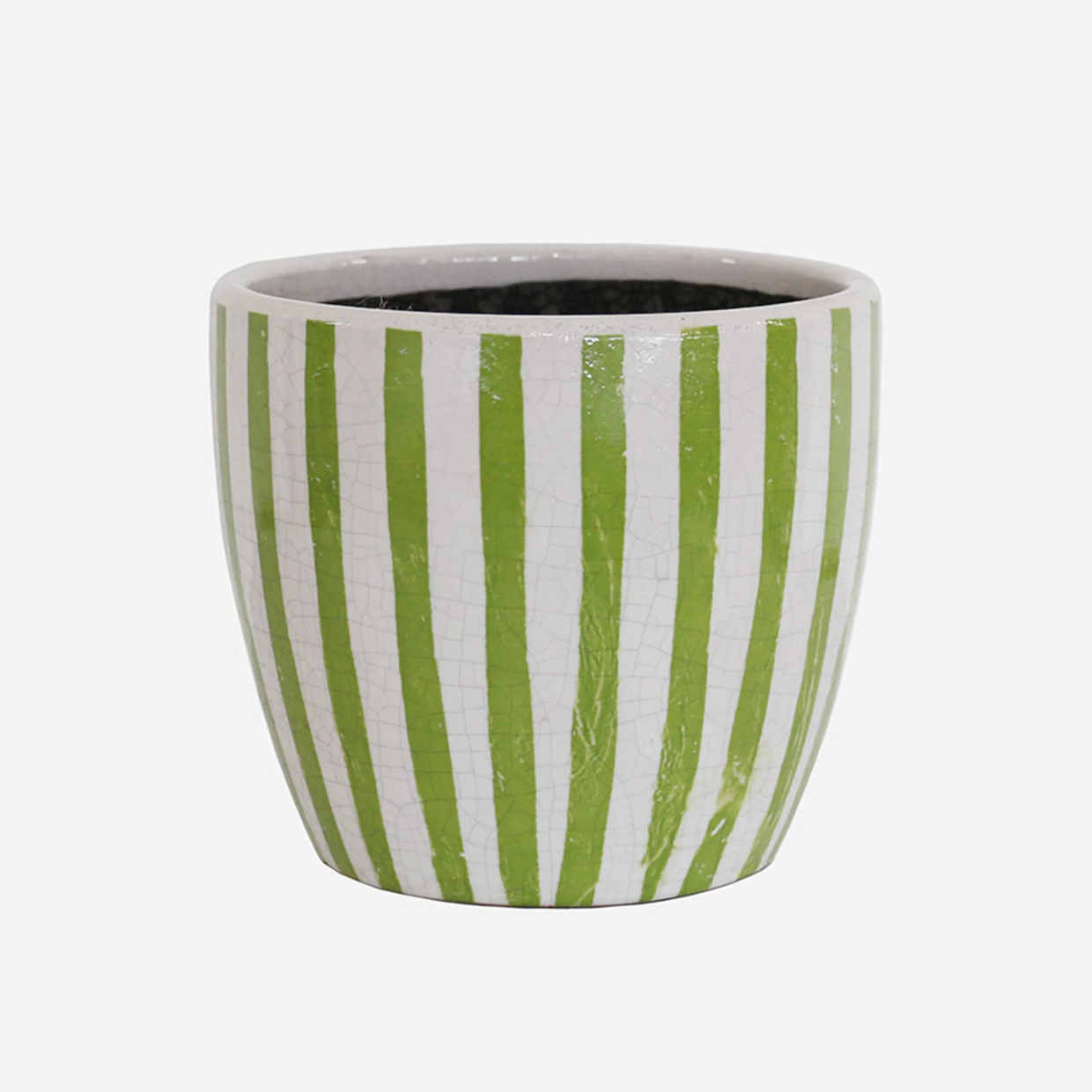 CC Interiors Lime Green Stripe Planter - Large
