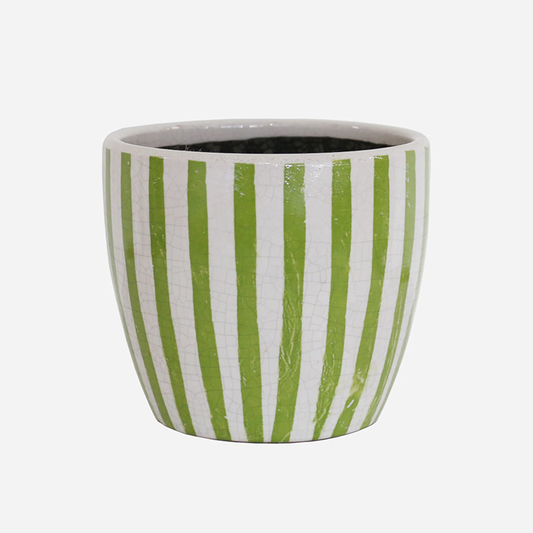 CC Interiors Lime Green Stripe Planter - Large