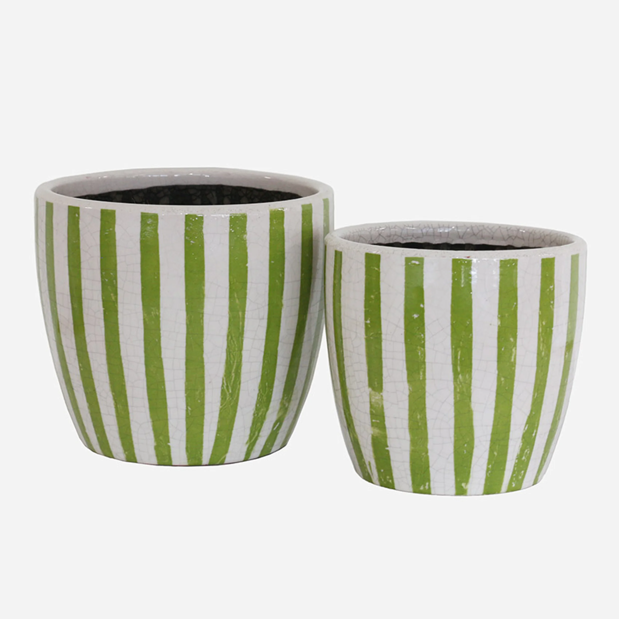 CC Interiors Lime Stripe Planter - Medium