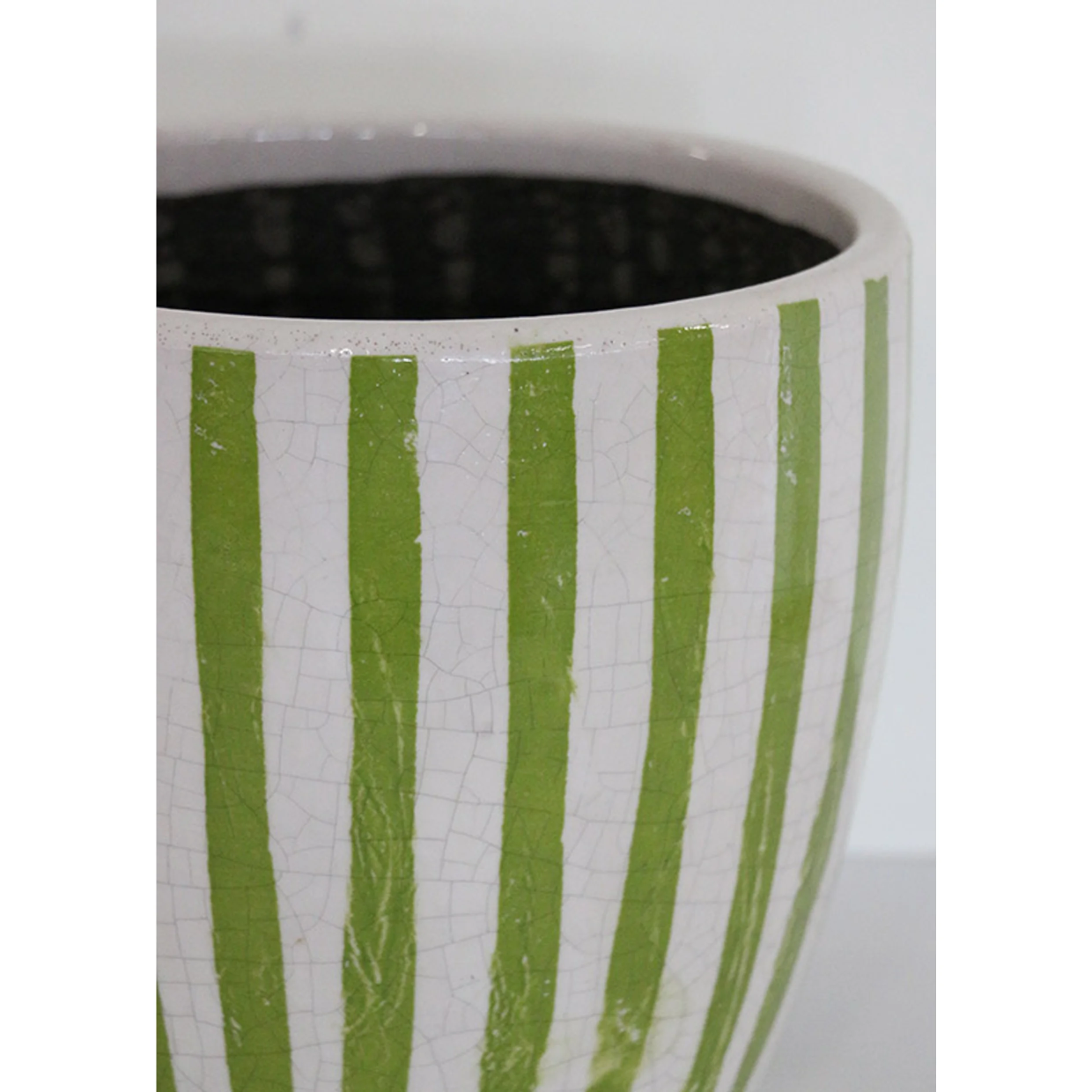 CC Interiors Lime Green Stripe Planter - Large