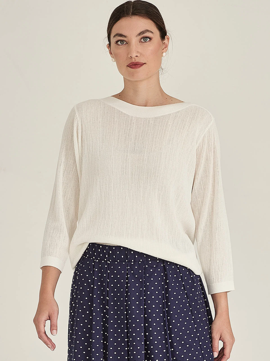 Sills Crinkle Boatneck - Ivory