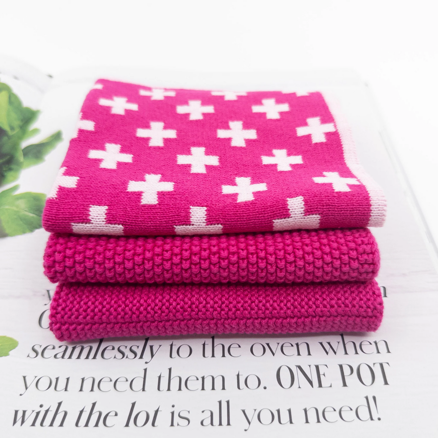 Ecovask Dishcloth Variety 3pk - Raspberry+