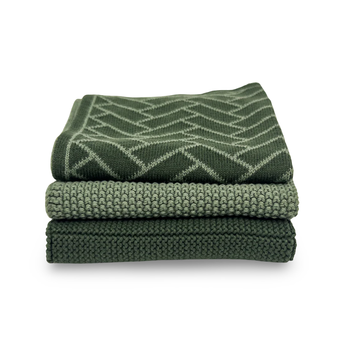 Ecovask Dishcloth Variety 3pk - Forest Herringbone