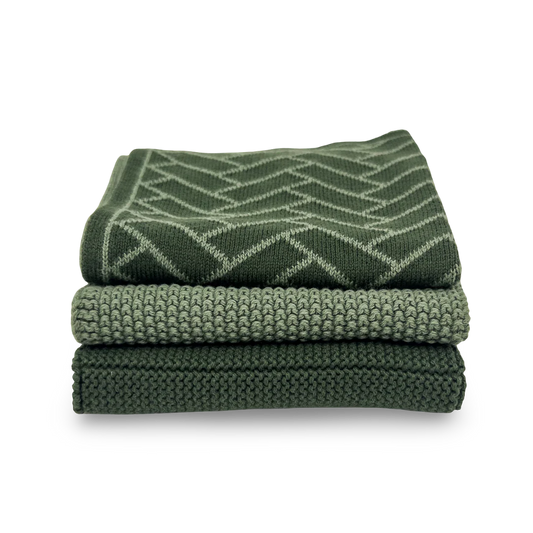 Ecovask Dishcloth Variety 3pk - Forest Herringbone