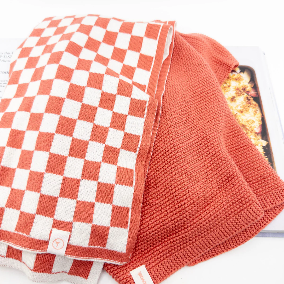 Ecovask Kitchen Towel Duo - Coral Chequer